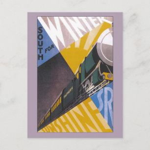 Vintage Art Deco Reiseanzeige der Southern Railway Postkarte