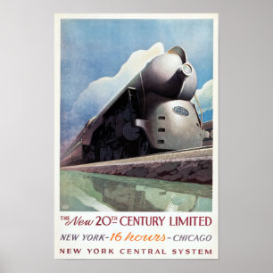 Vintage-Art Deco-Reisezug, 1938 Poster