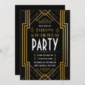 Vintage Art Deco Roaring 20 Jahre Geburtstag Einladung (Vorne/Hinten)