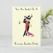 Vintage Art Deco Roaring Zwanziger Einladung (Stehend Vorderseite)