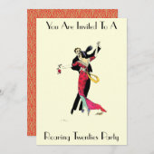 Vintage Art Deco Roaring Zwanziger Einladung (Vorne/Hinten)