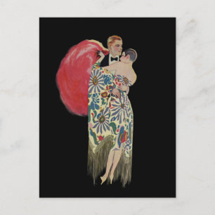 Vintage Art Deco Romantik, Hochzeit-Save-the-Date Ankündigungspostkarte