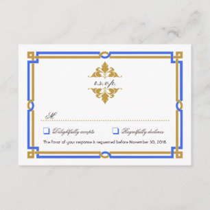 Vintage Art Deco Saphir & Gold RSVP Karte