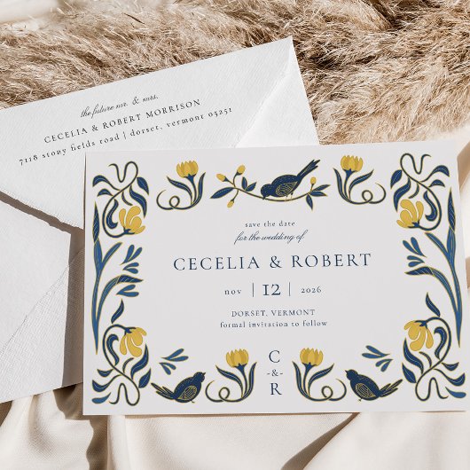 Vintage Art Deco Save the Date Karte