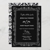 Vintage Art Déco Schwarz-Weiß Hochzeit Einladung (Vorne/Hinten)