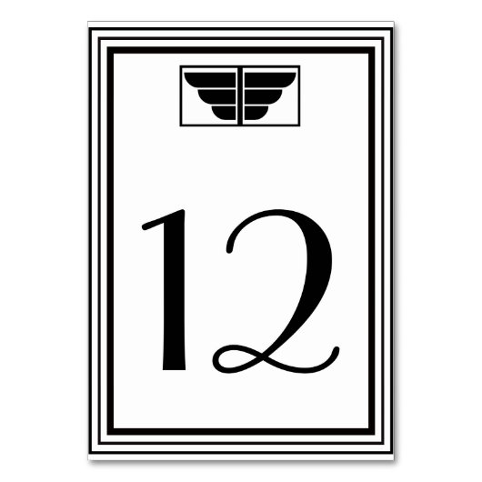 Vintage Art Deco Schwarz Weiß Rahmen #2 H Tischnum Tischnummer (Rückseite)