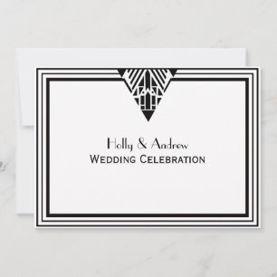 Vintage Art Deco Schwarze Weiße Rahmen #1 H Hochze Einladung