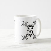 Vintage Art Deco Schwarzes Namensmonogramm Kaffeetasse (VorderseiteRechts)