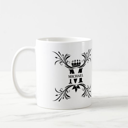 Vintage Art Deco Schwarzes Namensmonogramm Kaffeetasse (Links)