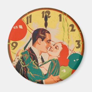 Vintage Art Deco Silvester-Kussuhr Magnet