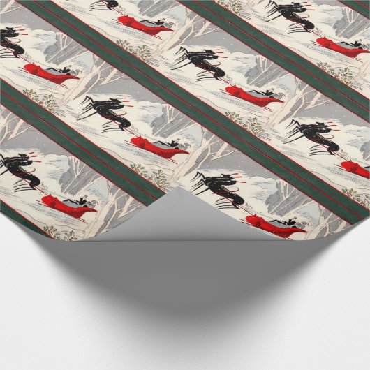 Vintage Art Deco Sleigh Ride Geschenkpapier (Ecke)