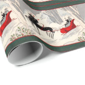 Vintage Art Deco Sleigh Ride Geschenkpapier (Rolleneckpunkt)