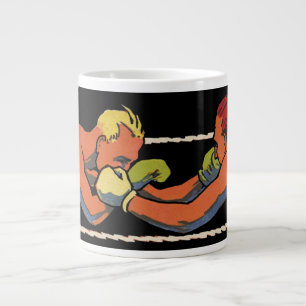 Vintage Art Deco Sport Boxen, Boxer beim Schlagen Jumbo-Tasse