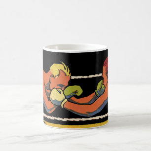 Vintage Art Deco Sport Boxen, Boxer beim Schlagen Kaffeetasse