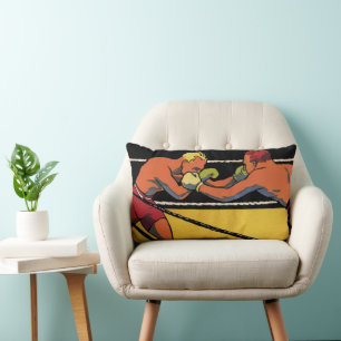 Vintage-Art-Deco-Sportboxen, Boxer beim Schlagen Lendenkissen