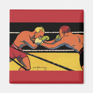 Vintage-Art Deco-Sportboxen, Boxer beim Schlagen Magnet