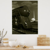 Vintage Art Deco "Steampunk" Lokomotive Poster (Küche)