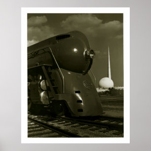 Vintage Art Deco "Steampunk" Lokomotive Poster
