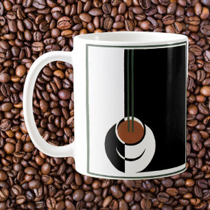 Vintage Art Deco, Tasse Kaffee mit Dampf