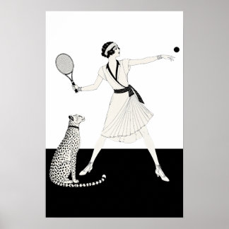 Vintage Art Deco Tennis Player Poster