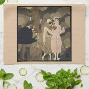 Vintage Art Deco, Überraschung von George Barbier Geschirrtuch