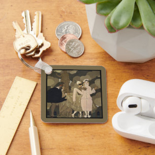 Vintage Art Deco, Überraschung von George Barbier Schlüsselanhänger