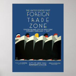 Vintage Art Deco US 1. Freihandelszone WPA Poster