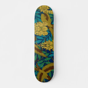 Vintage Art-Deco-Vögel und Blätter Skateboard