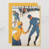 Vintage Art Deco Wandern in Davos Einladung (Vorne/Hinten)