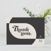 Vintage Art Deco Wedding Black Bone Dankeskarte (Stehend Vorderseite)