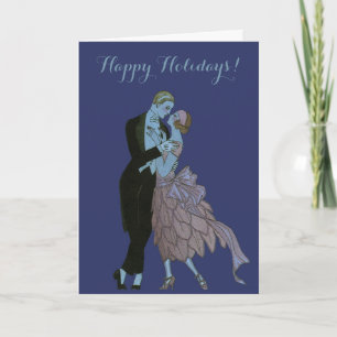 Vintage Art Deco Weihnachten, Frischvermählte tanz Feiertagskarte