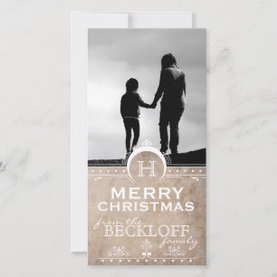 Vintage-Art-Déco-Weihnachts-Fotokarte Feiertagskarte
