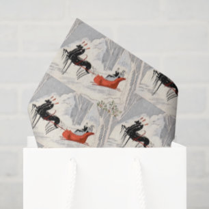 Vintage-Art-Déco-Weihnachts-Schlittenfahrt Seidenpapier