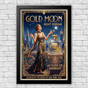 Vintage-Art-Déco-Werbeplakat für Parfüm Poster