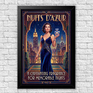 Vintage-Art-Déco-Werbeplakat für Parfüm Poster