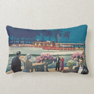 Vintage-Art-Déco-Yacht-Boot-Cocktailparty-Mode Lendenkissen