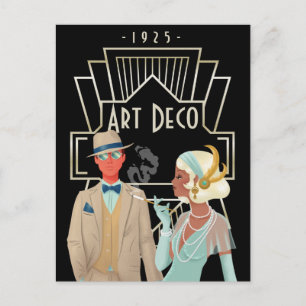 Vintage Art Deco Zwanziger Jahre Glamour-Paar Postkarte