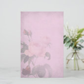 Vintage Art-düsteres rosa Rosen-Schreibens-Papier Briefpapier (Stehend Vorderseite)