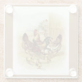 Vintage Art Farm Hühner Glasuntersetzer (Rückseite)