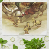 Vintage Art Farm Hühner Küchentuch (Gefaltet)