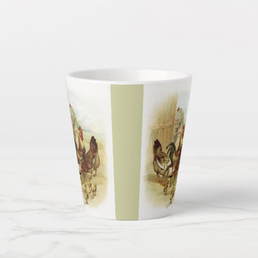 Vintage Art Farm Hühner Milchtasse (Vorderseite)