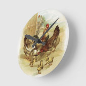 Vintage Art Farm Hühner Runde Wanduhr (Winkel)