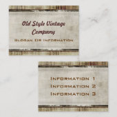 Vintage Art-Gewebe-Blick-Geschäfts-Karten Visitenkarte (Vorne/Hinten)