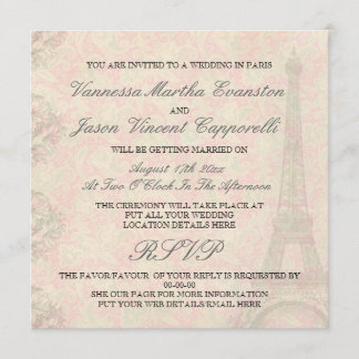 Vintage Art-Hochzeit in Paris-Einladungen Einladung