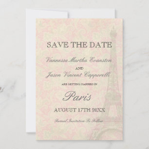 Vintage Art-Hochzeit in Paris Save the Date