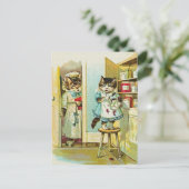 Vintage art: Kitten caught stealing Postkarte (Stehend Vorderseite)