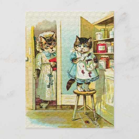 Vintage art: Kitten caught stealing Postkarte (Vorderseite)