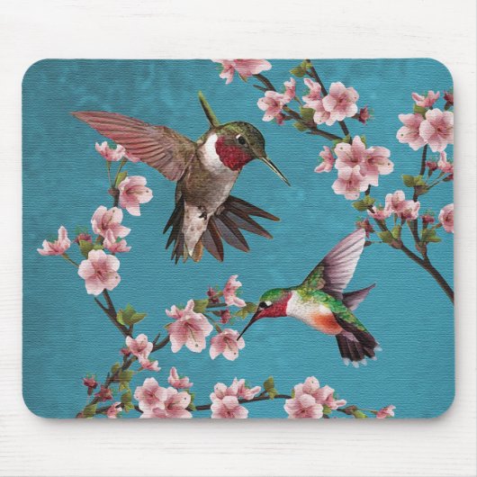 Vintage Art-Kolibri-Malerei Mousepad (Vorne)
