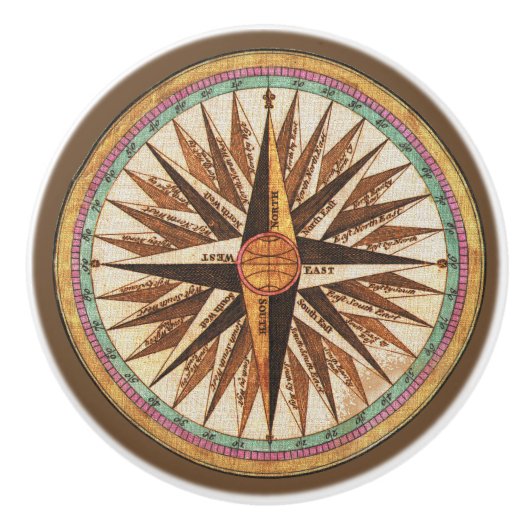 Vintage Art-Kompass-Küchen-Kabinett-Fach-Griffe Keramikknauf (Vorderseite)
