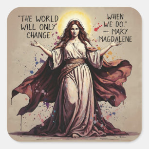 Vintage Art Maria Magdalena Zitat  Quadratischer Aufkleber